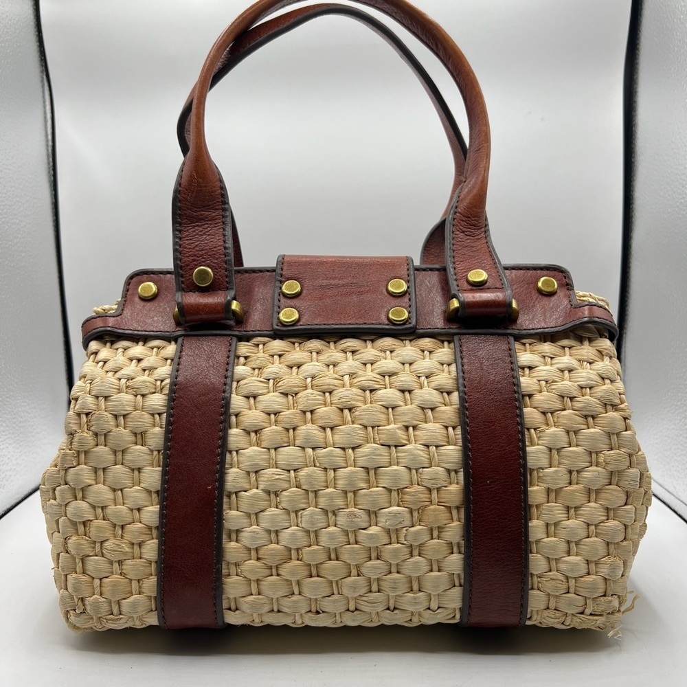 New‎ Fossil Vintage Reissue Large Woven Straw Leather Trim Handbag, $198 - Picture 3 of 15